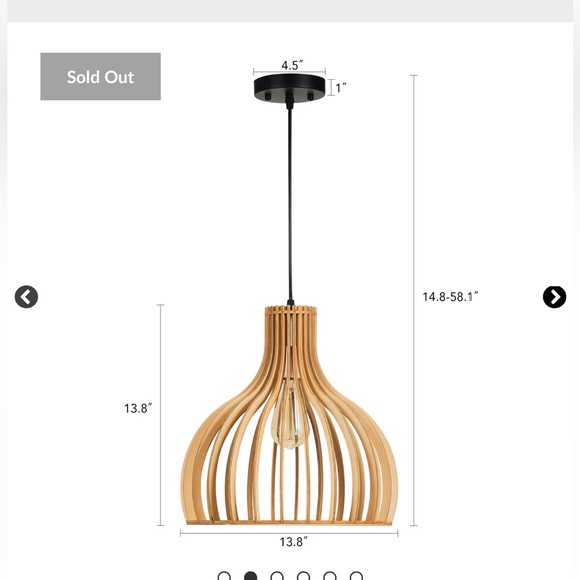 Modern Wood Single Light Teardrop Pendant Ceiling Fixture - Picture 2 of 5